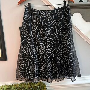 Jones New York Black Reverse Rick Rack Flair Skirt sz 6